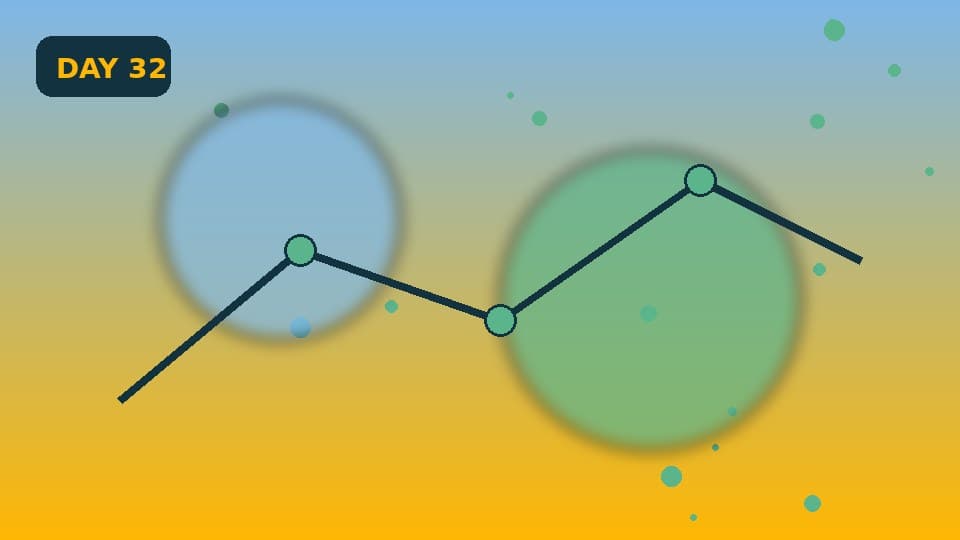Path and badge-like markers along a journey
